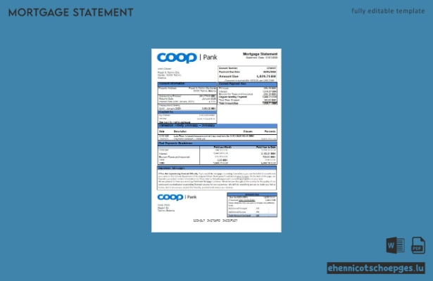 Beispiel eines Hypothekenauszugs der Estonia Coop Pank